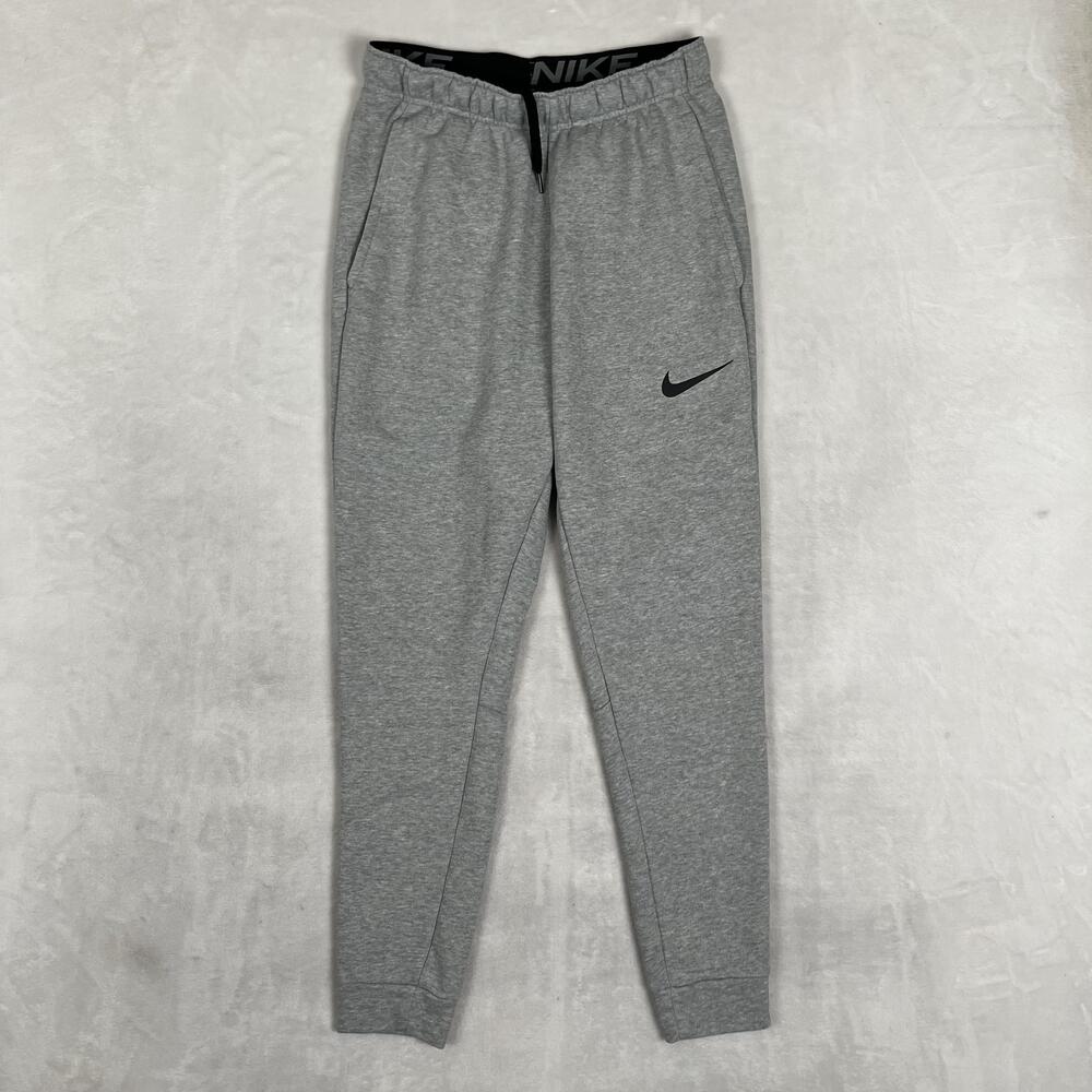 Nike Pants Mens Small Gray Dri-FIT Jersey Joggers Elastic Waist Pockets Athletic